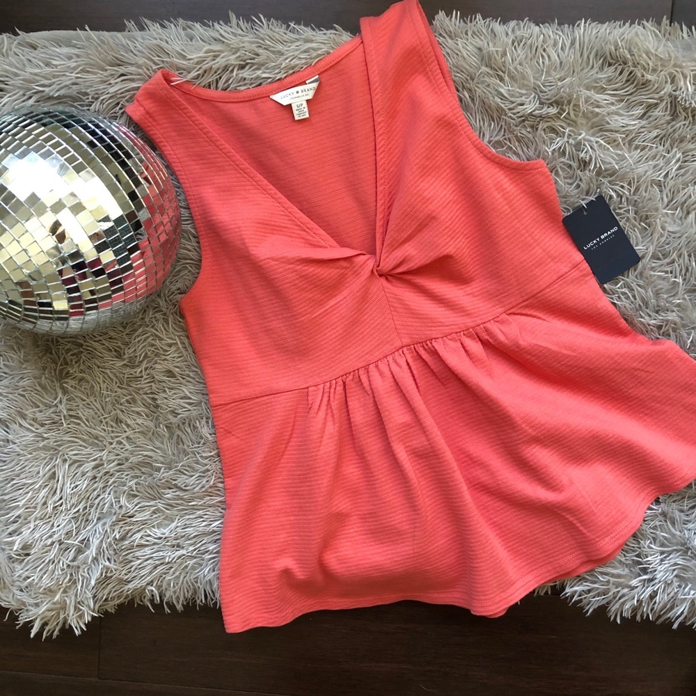 Lucky Brand Peplum Coral Tank Top